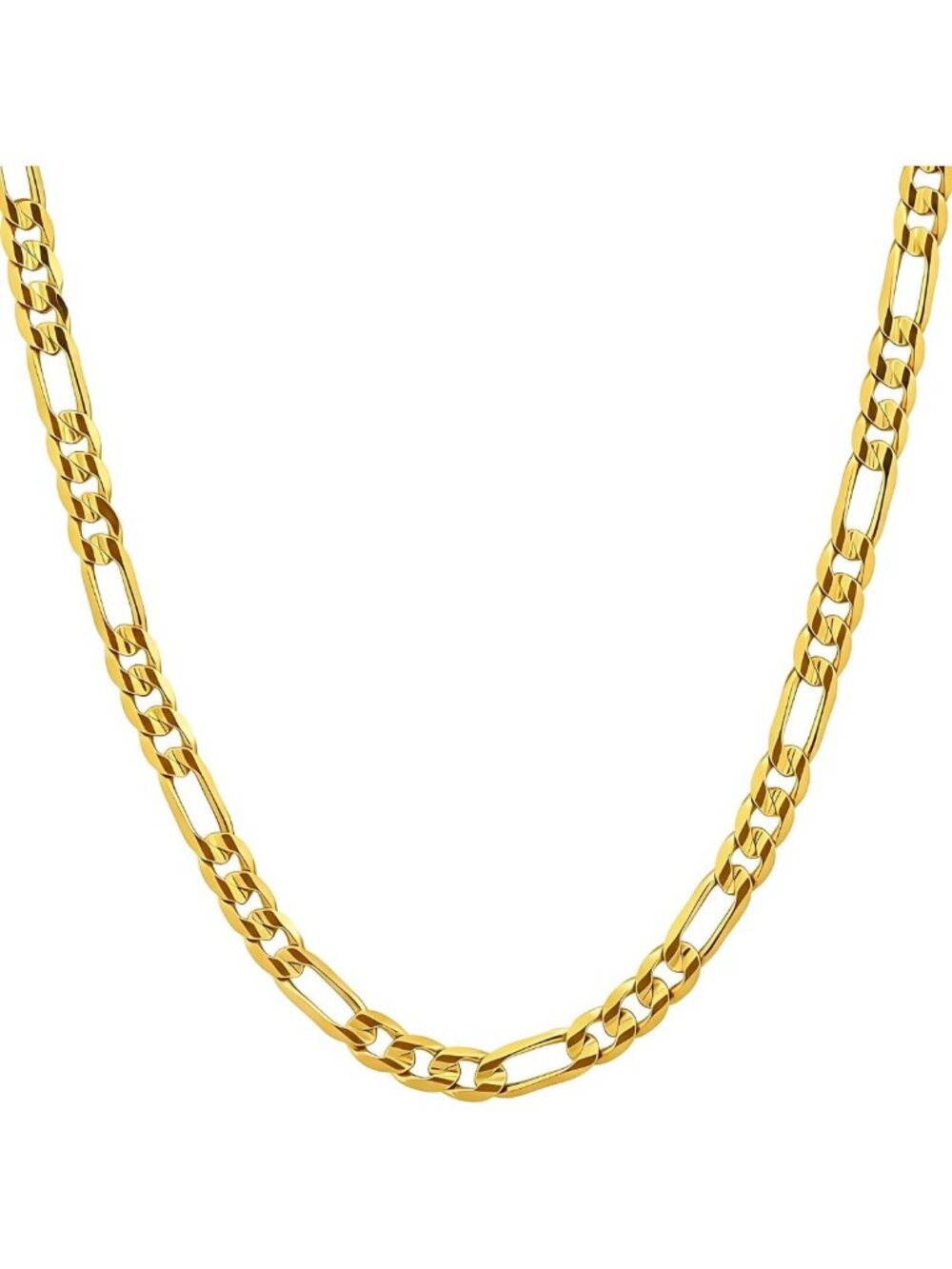 24k Gold Plated 4mm Figaro Necklace for Men & Women - Lifetime Replacement Chain